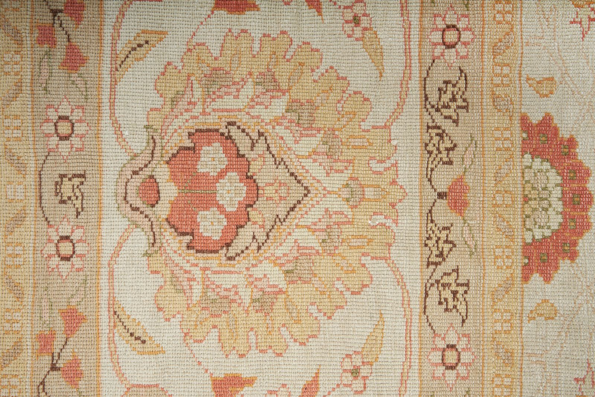 12x15 Ivory and Orange Turkish Oushak Rug