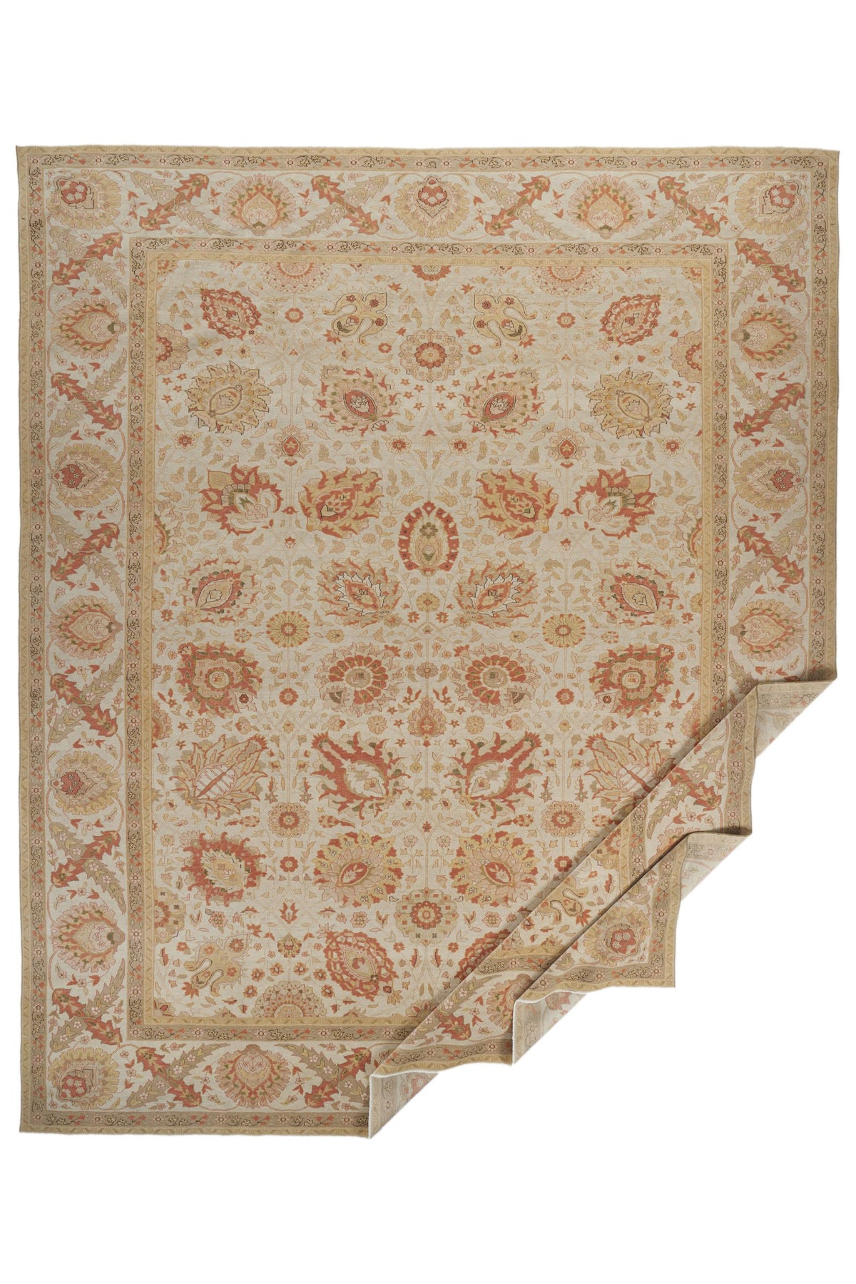 12x15 Ivory and Orange Turkish Oushak Rug