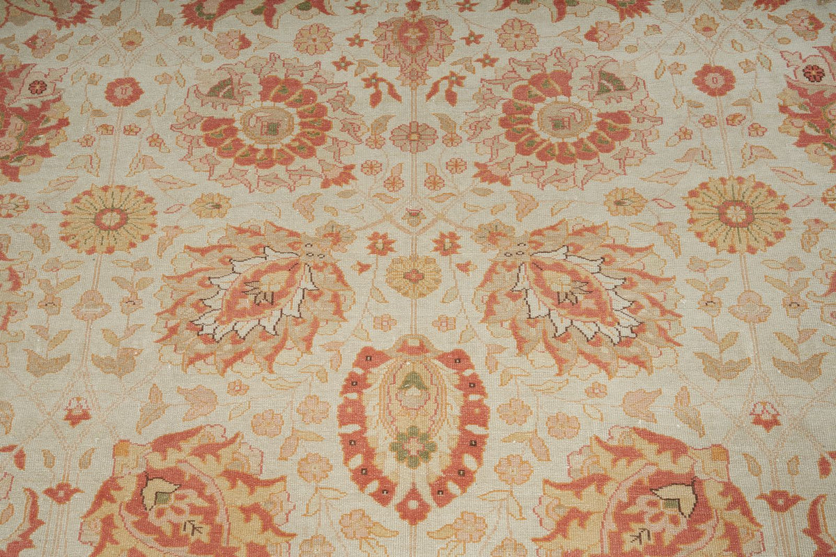 12x15 Ivory and Orange Turkish Oushak Rug