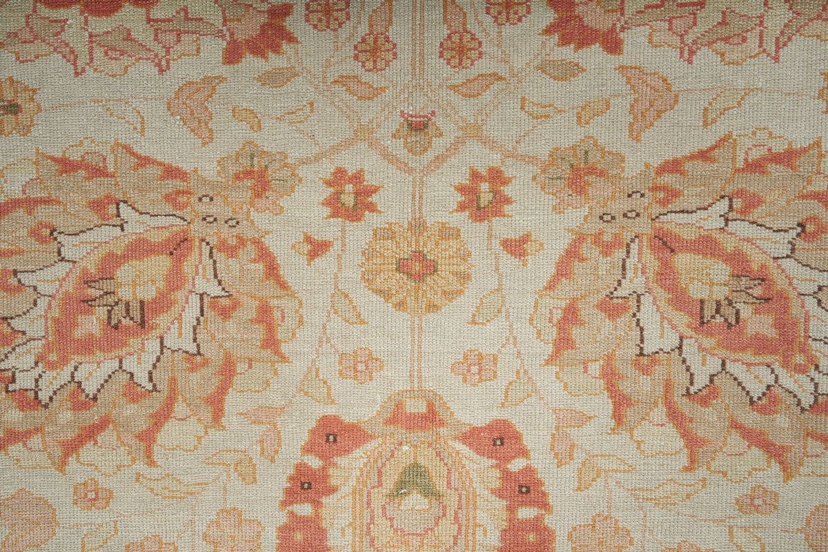 12x15 Ivory and Orange Turkish Oushak Rug