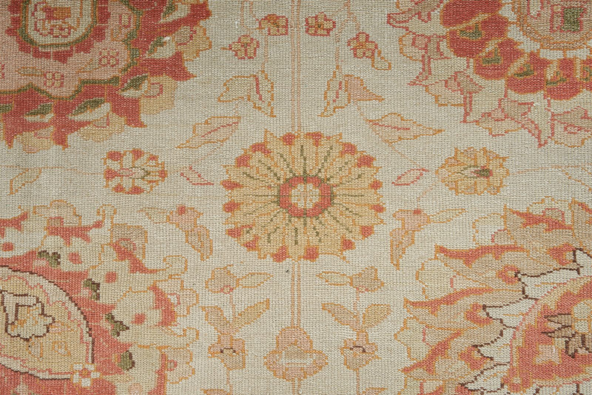 12x15 Ivory and Orange Turkish Oushak Rug