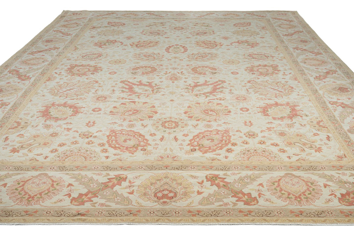 12x15 Ivory and Orange Turkish Oushak Rug
