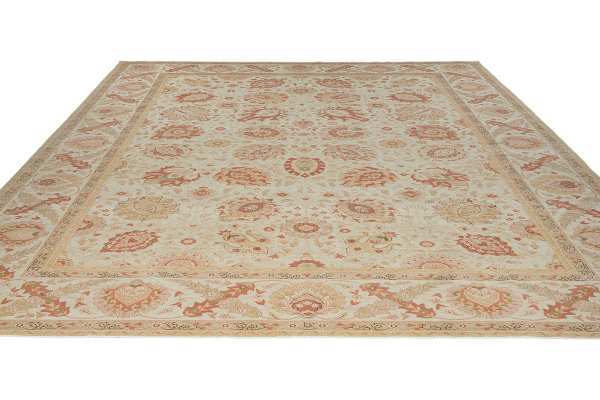 12x15 Ivory and Orange Turkish Oushak Rug