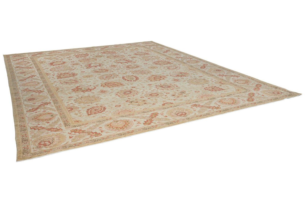 12x15 Ivory and Orange Turkish Oushak Rug