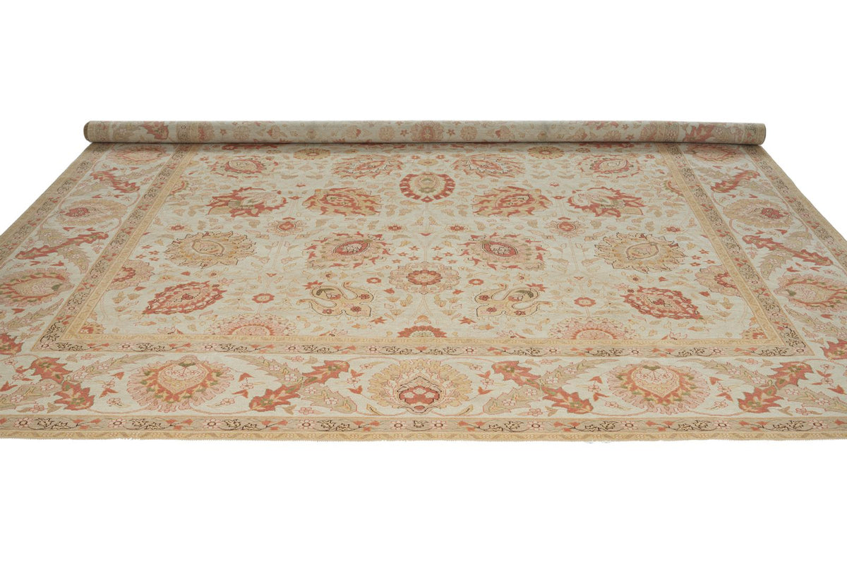12x15 Ivory and Orange Turkish Oushak Rug
