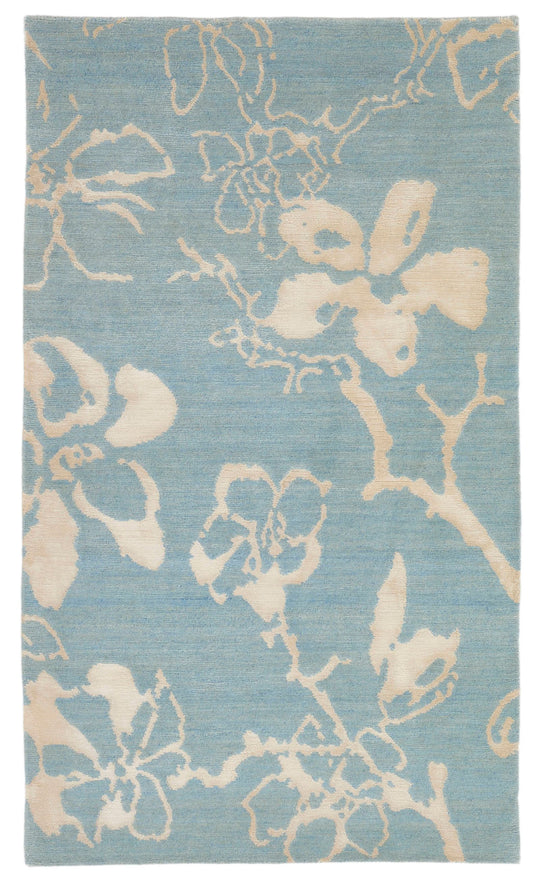 3x5 Blue and Ivory Modern Contemporary Rug