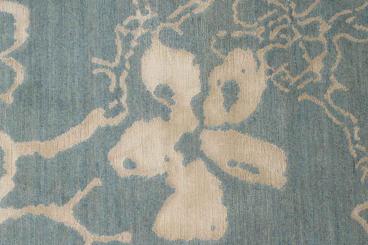 3x5 Blue and Ivory Modern Contemporary Rug