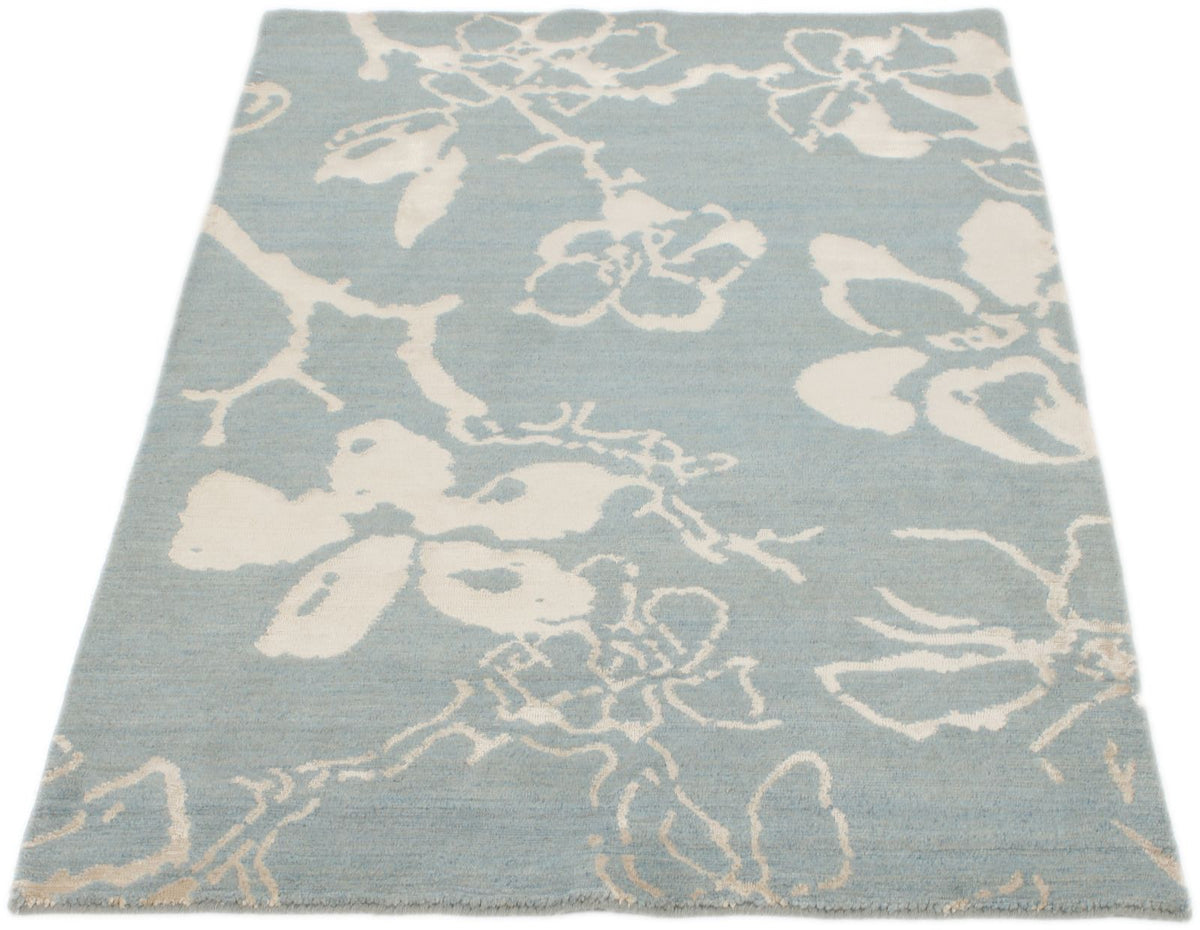 3x5 Blue and Ivory Modern Contemporary Rug