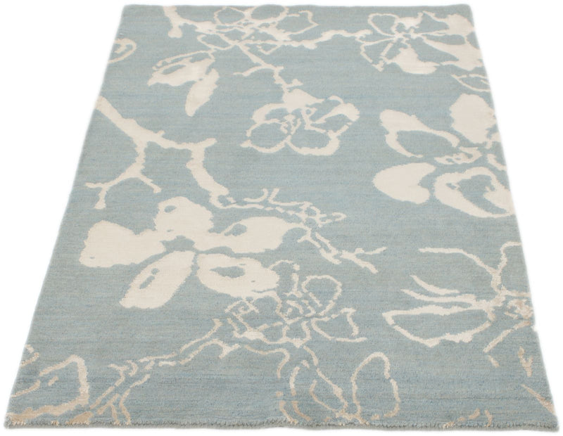3x5 Blue and Ivory Modern Contemporary Rug