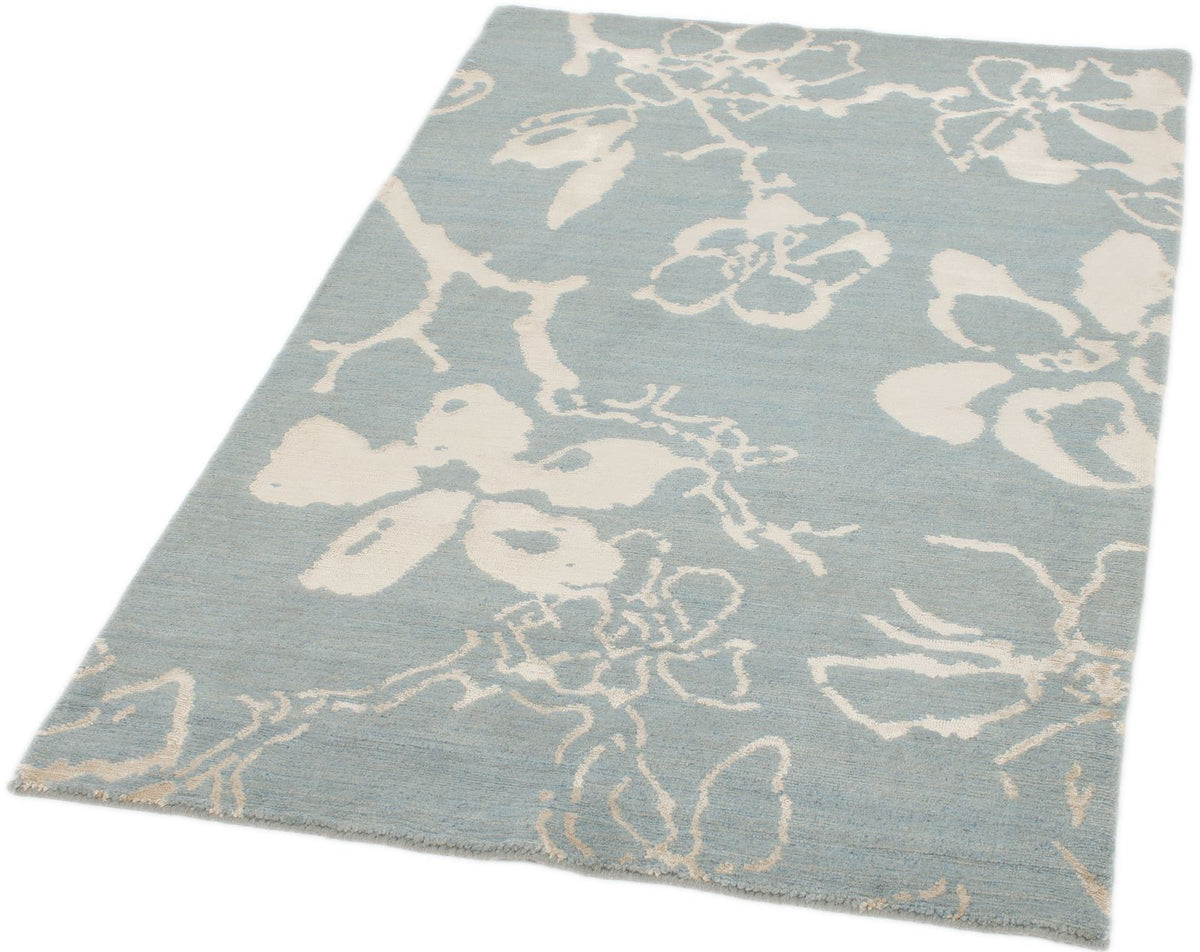 3x5 Blue and Ivory Modern Contemporary Rug