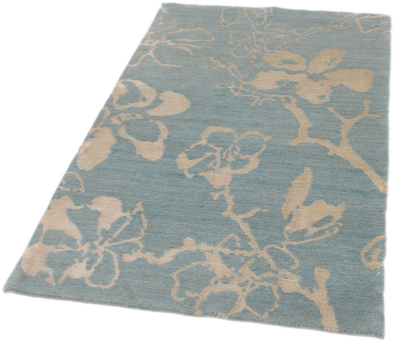 3x5 Blue and Ivory Modern Contemporary Rug