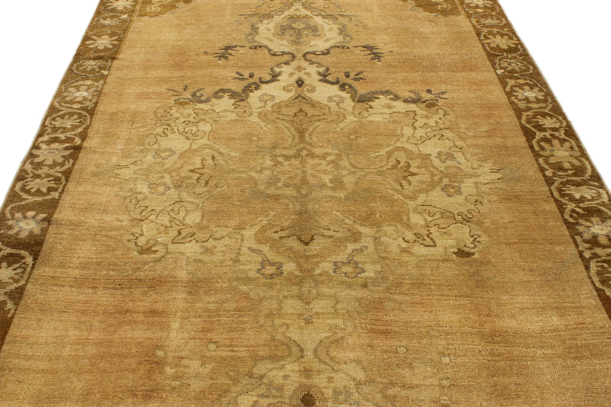6x12 Ivory and Brown Turkish Tribal Runner