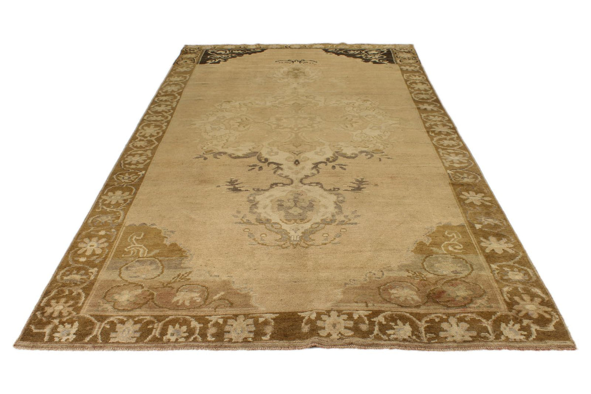 6x12 Ivory and Brown Turkish Tribal Runner