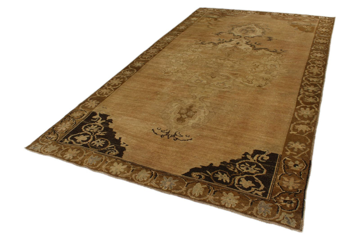 6x12 Ivory and Brown Turkish Tribal Runner