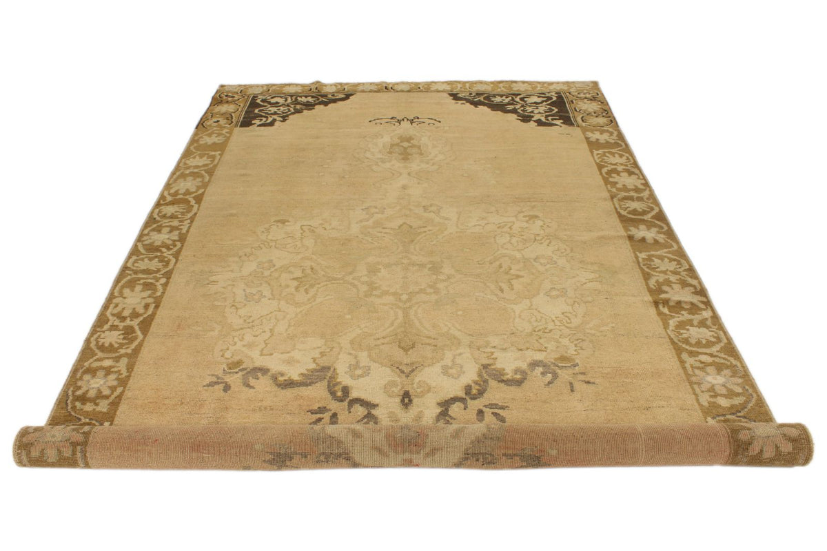 6x12 Ivory and Brown Turkish Tribal Runner