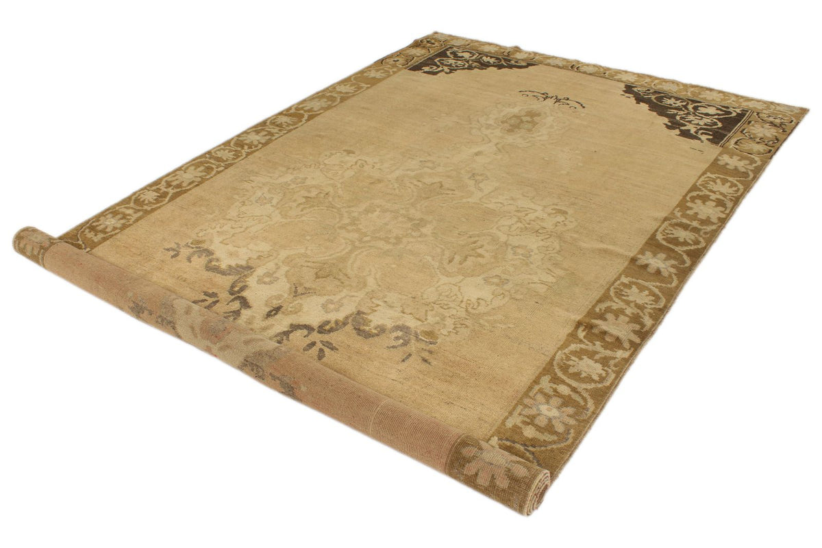 6x12 Ivory and Brown Turkish Tribal Runner