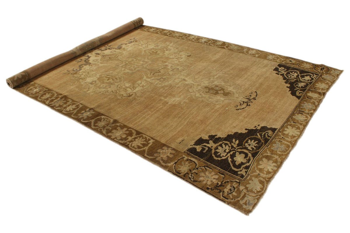 6x12 Ivory and Brown Turkish Tribal Runner
