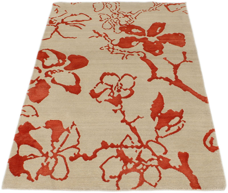 3x5 Beige and Orange Modern Contemporary Rug