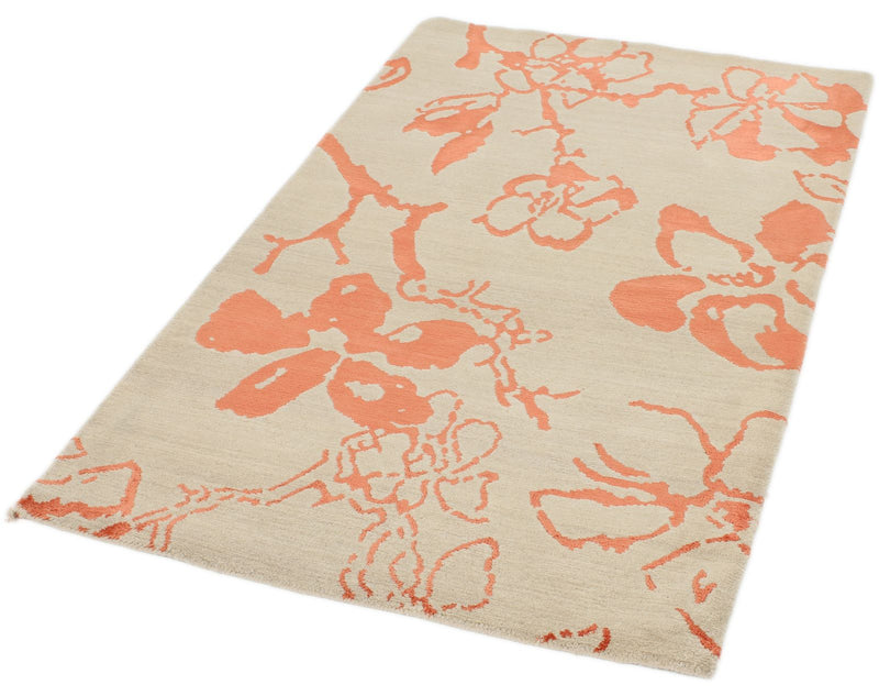 3x5 Beige and Orange Modern Contemporary Rug