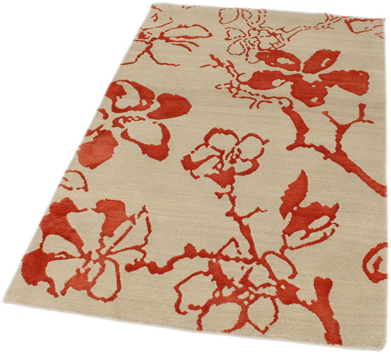 3x5 Beige and Orange Modern Contemporary Rug