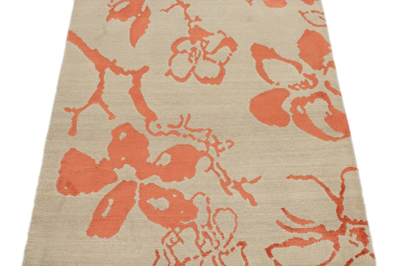 3x5 Beige and Orange Modern Contemporary Rug