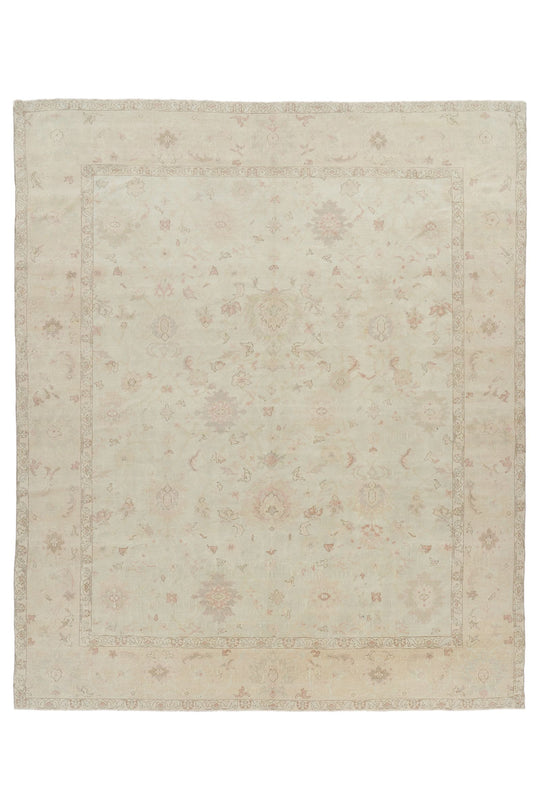9x11 Ivory and Gold Turkish Traditional Rug