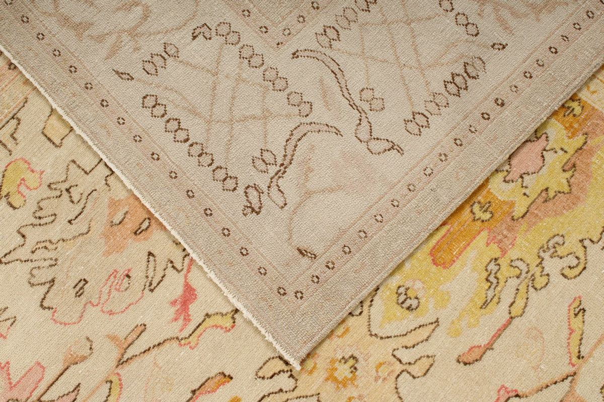 8x10 Ivory and Gold Turkish Traditional Rug