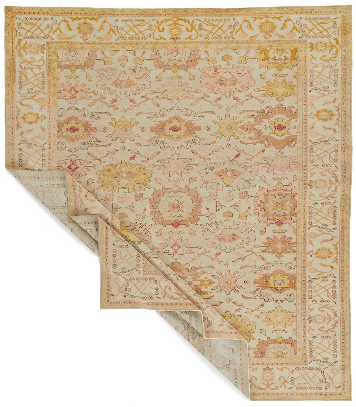 8x10 Ivory and Gold Turkish Traditional Rug