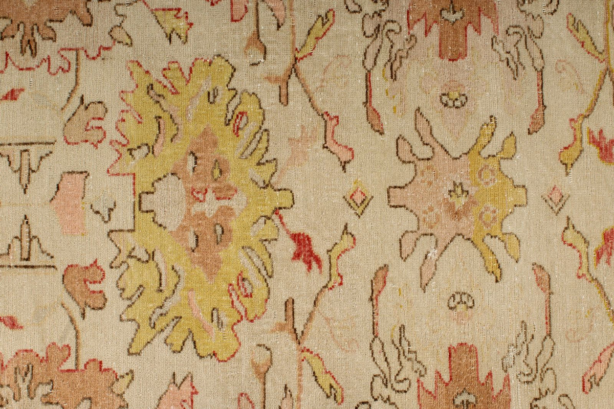 8x10 Ivory and Gold Turkish Traditional Rug