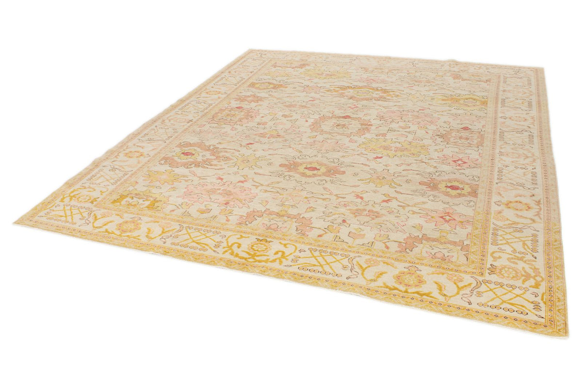 8x10 Ivory and Gold Turkish Traditional Rug