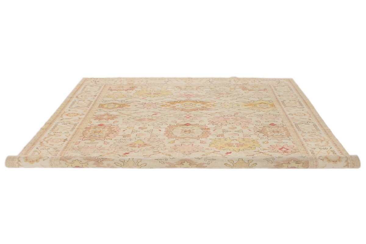 8x10 Ivory and Gold Turkish Traditional Rug