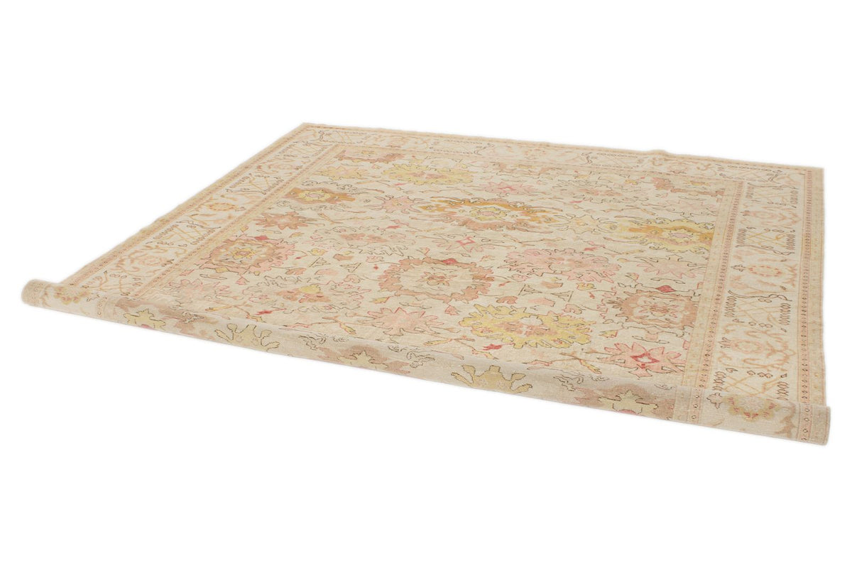 8x10 Ivory and Gold Turkish Traditional Rug