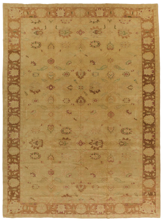 11x15 Ivory and Light Brown Turkish Traditional Rug