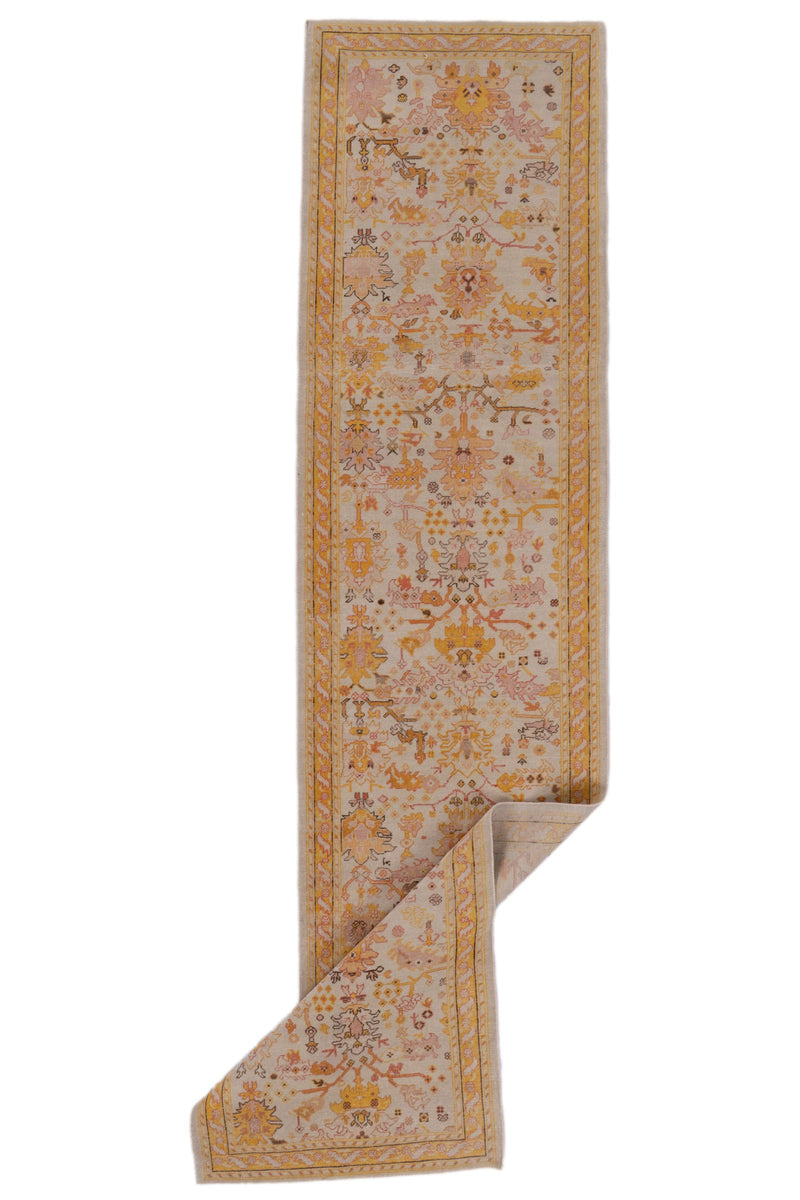 3x12 Beige and Yellow Turkish Traditional Runner