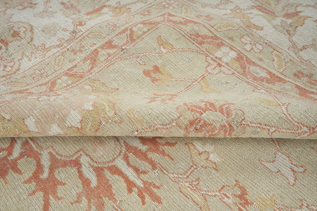 9x12 Light Green and Rust Turkish Traditional Rug