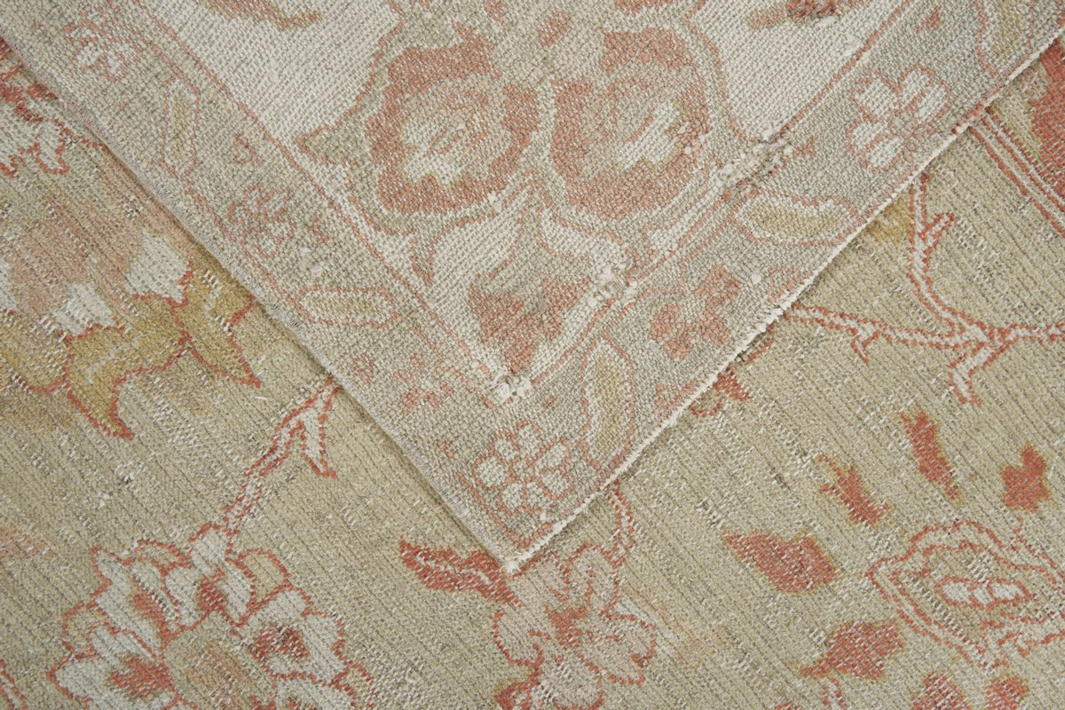 9x12 Light Green and Rust Turkish Traditional Rug