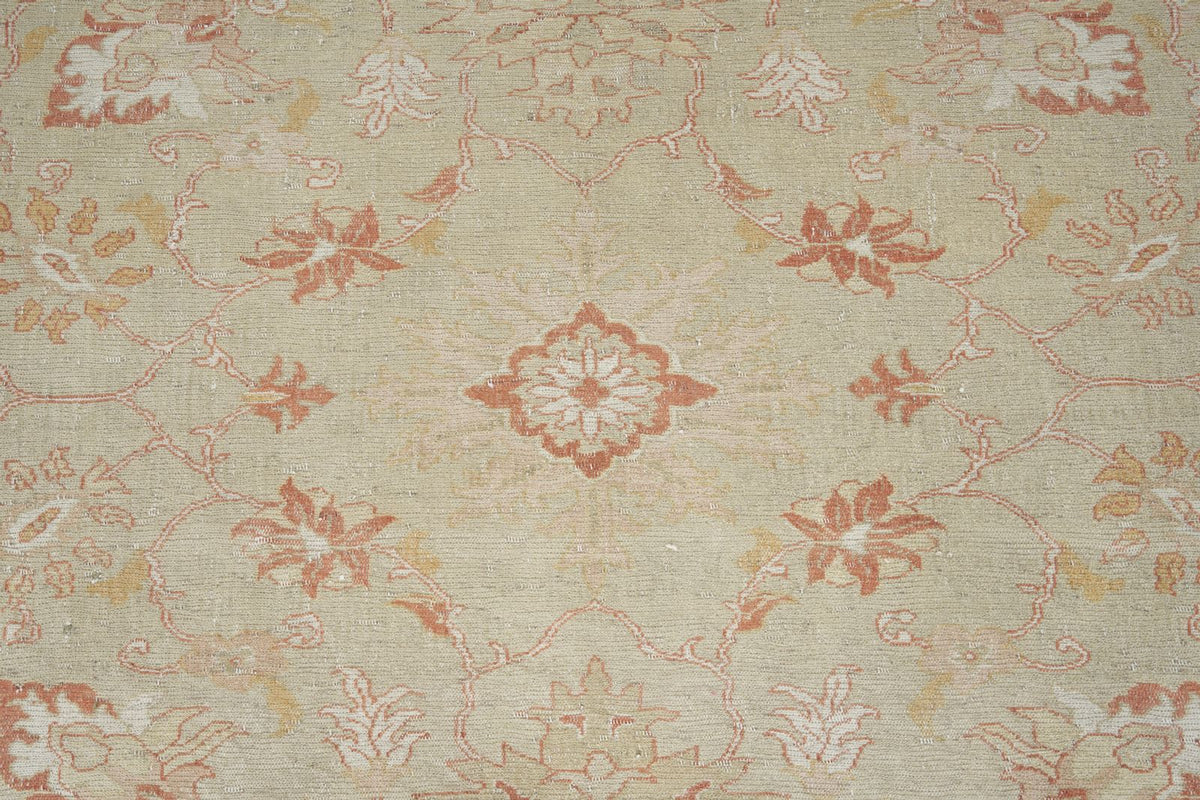 9x12 Light Green and Rust Turkish Traditional Rug