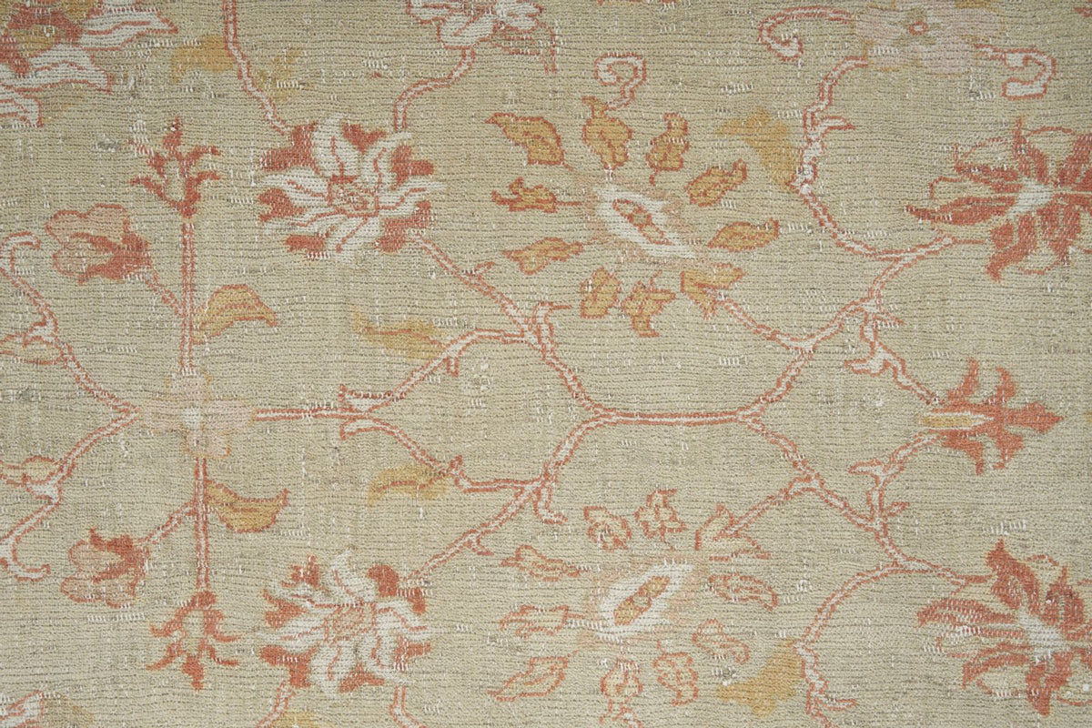 9x12 Light Green and Rust Turkish Traditional Rug