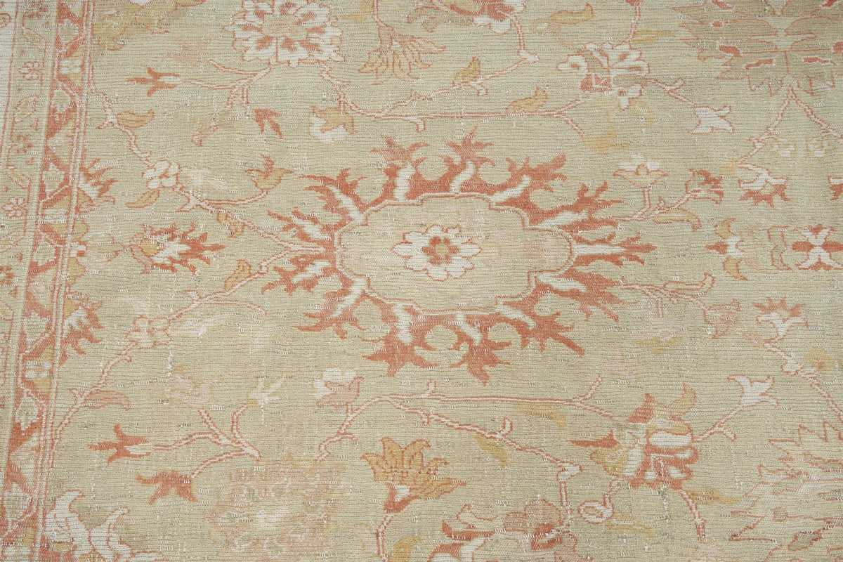 9x12 Light Green and Rust Turkish Traditional Rug