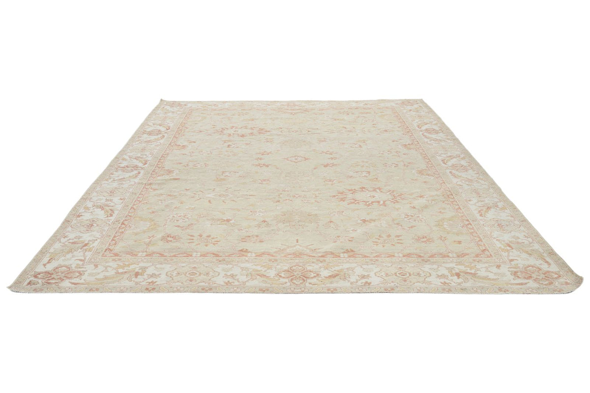 9x12 Light Green and Rust Turkish Traditional Rug