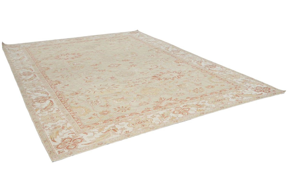 9x12 Light Green and Rust Turkish Traditional Rug