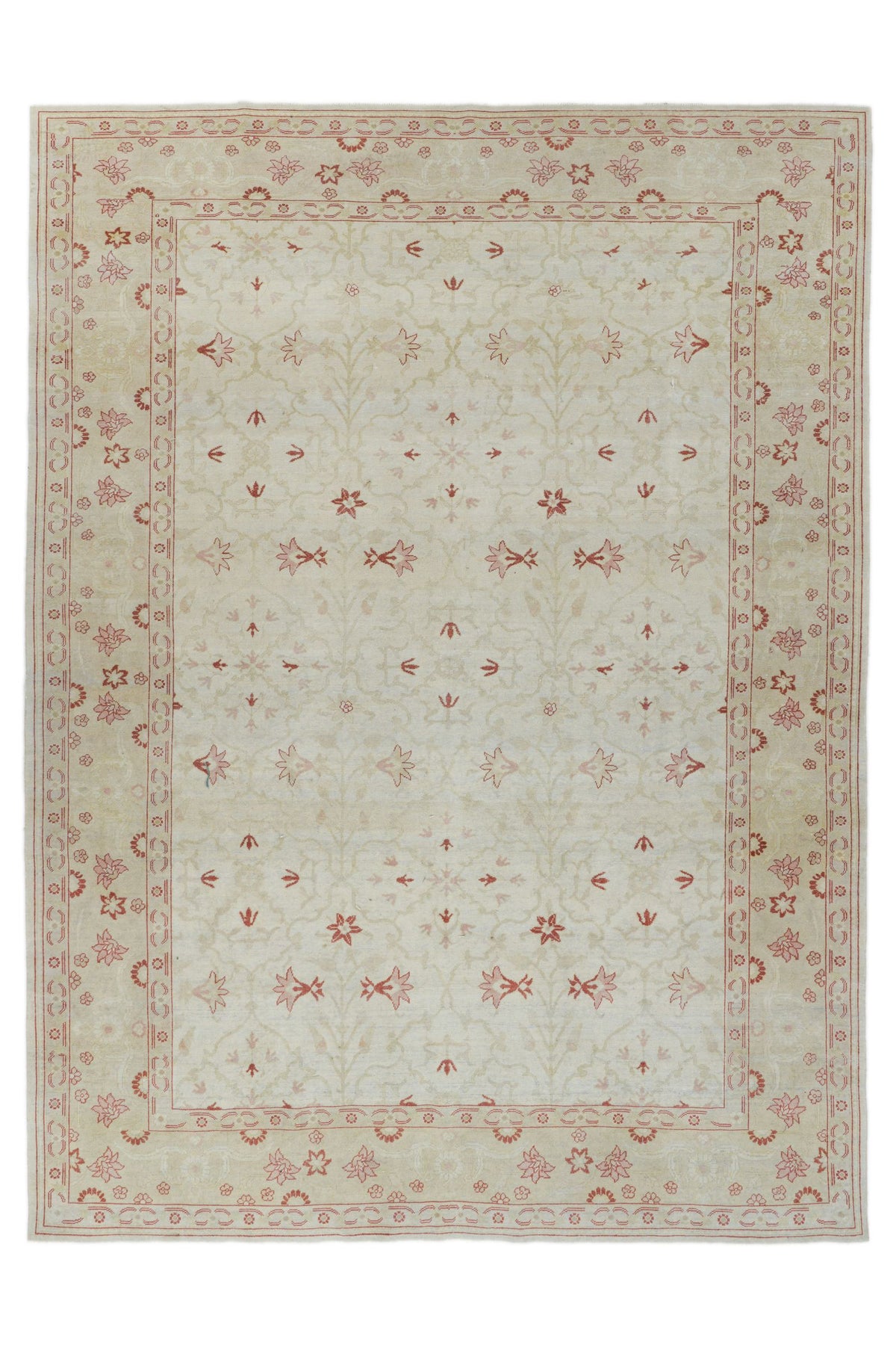 9x12 Ivory and Gold Turkish Traditional Rug
