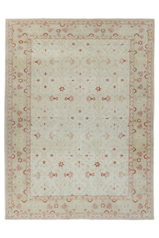 9x12 Ivory and Gold Turkish Traditional Rug
