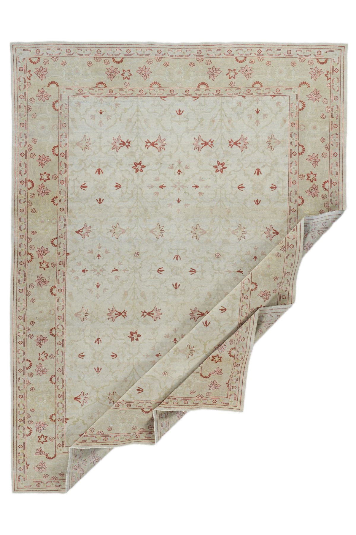 9x12 Ivory and Gold Turkish Traditional Rug