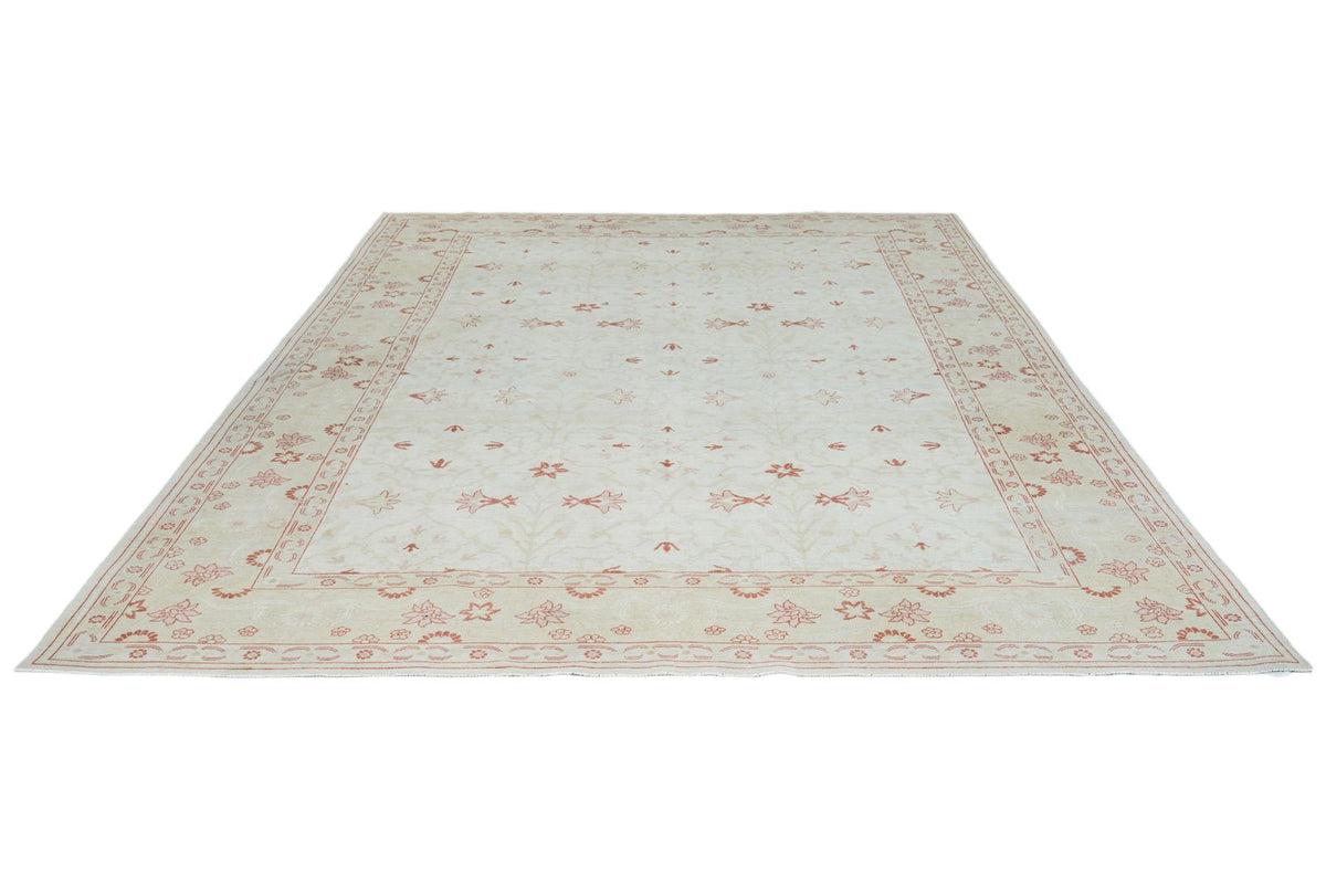 9x12 Ivory and Gold Turkish Traditional Rug