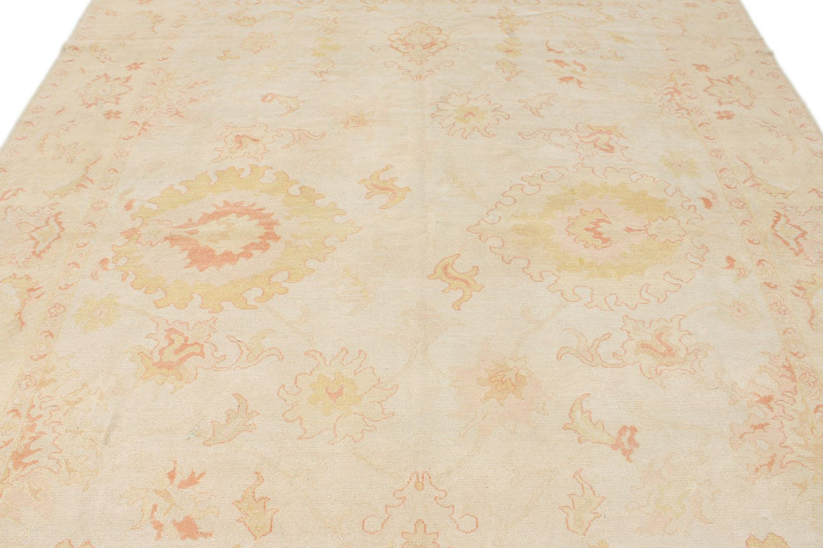 8x10 Ivory and Gold Turkish Traditional Rug