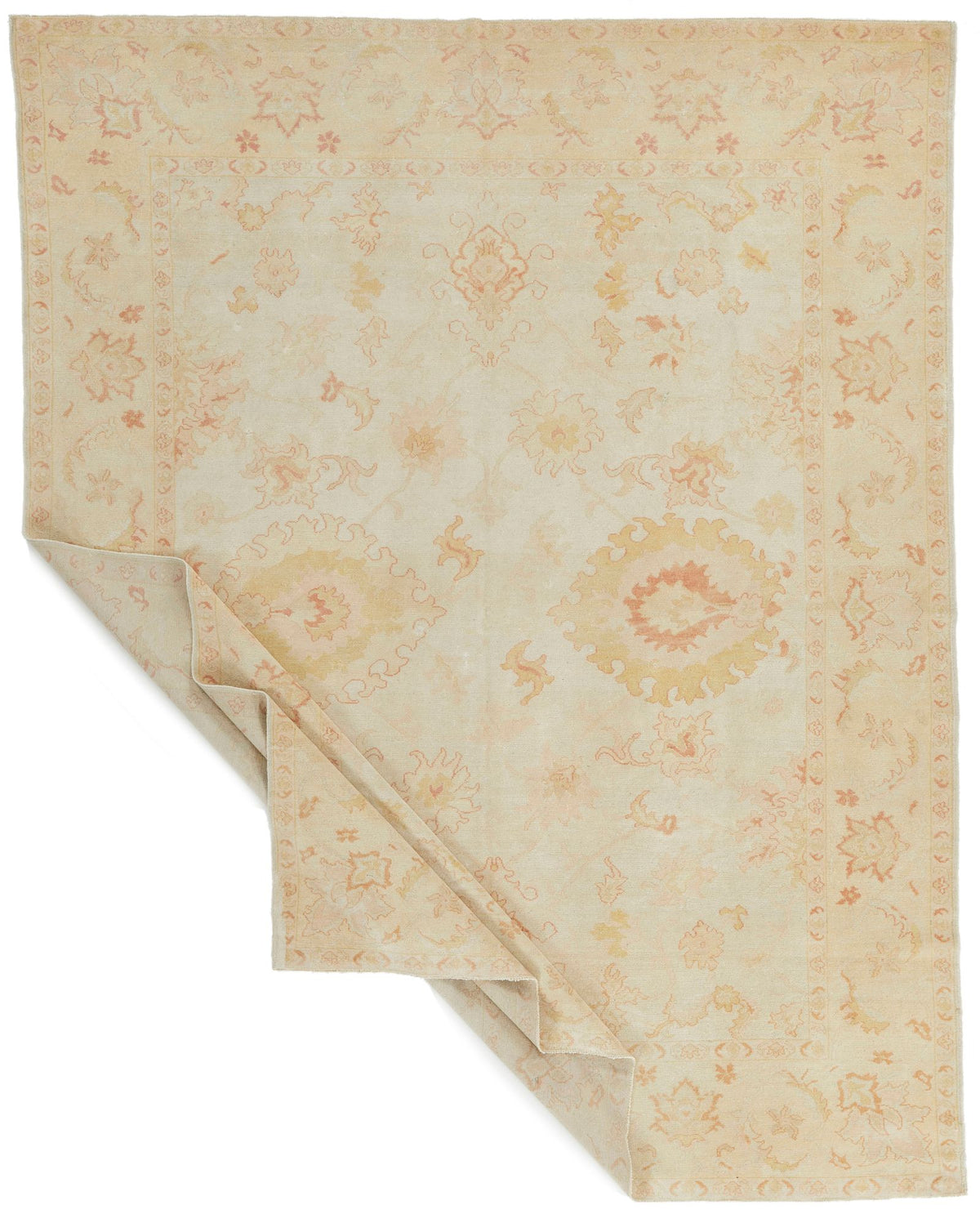 8x10 Ivory and Gold Turkish Traditional Rug