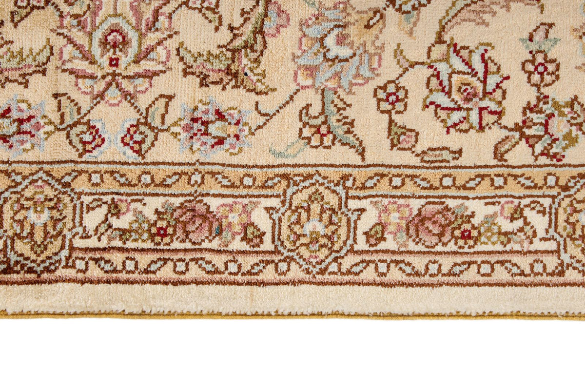 4x6 Beige and Beige Turkish Silk Rug