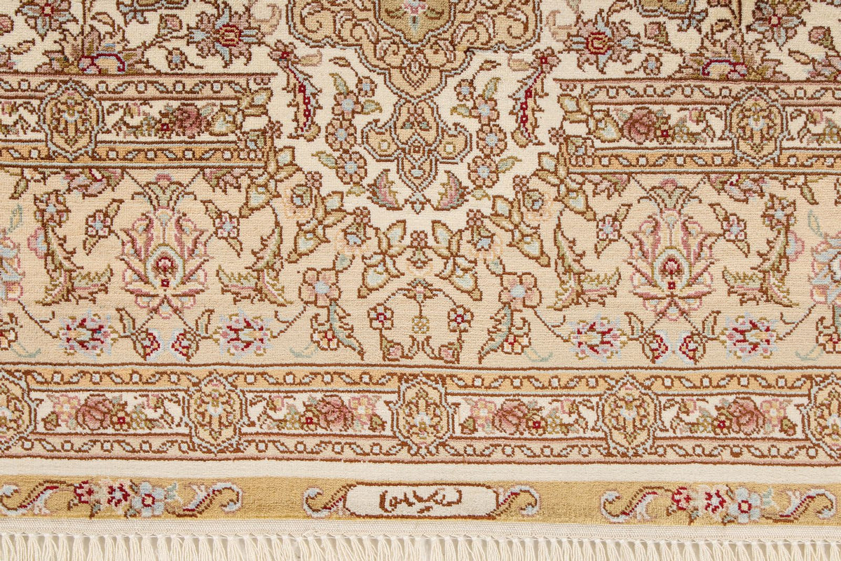 4x6 Beige and Beige Turkish Silk Rug