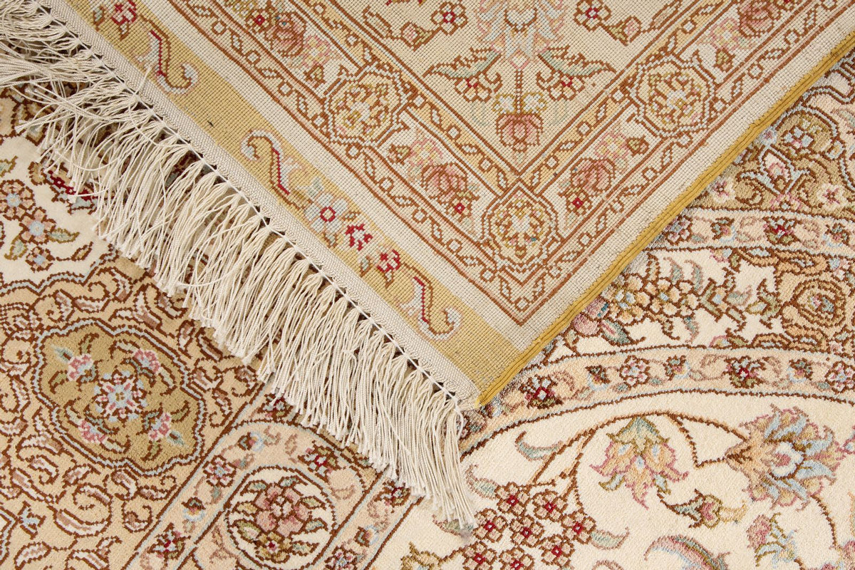 4x6 Beige and Beige Turkish Silk Rug
